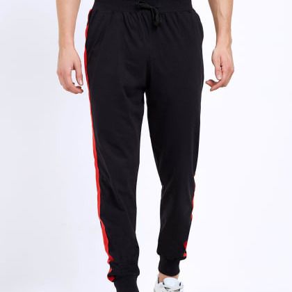 ManiacRed Striped Black Cotton Joggers  MJSB-SKU-52