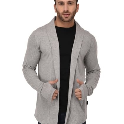 RIGOGrey Melange Open Long Cardigan