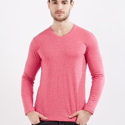 ManiacHenley Neck Textured Red T-Shirt MTS-SKU-19