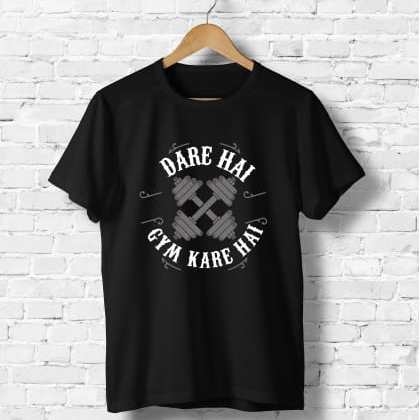RealSHIT OriginalsDare Hai Gym Kare Hai - Black T- Shirt MTS-SKU-50