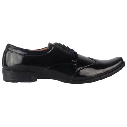 KenifaBlack Synthetic Leather Flat Derby Shoes msho-sco-70