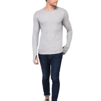 Trends TowerGrey Melange Thumb Hole T-Shirts