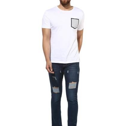 EstroloMild Distressed Narrow-Fit Blue Jeans