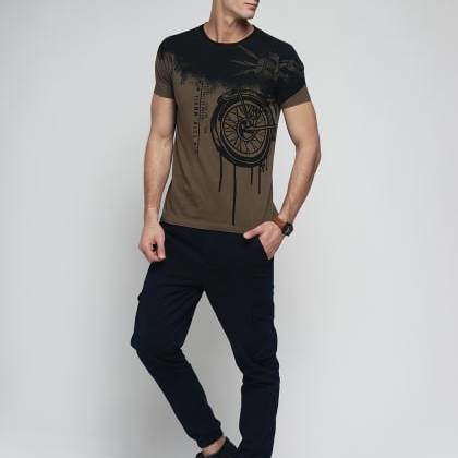 Difference Of OpinionKhaki Graphic Printed T-Shirt