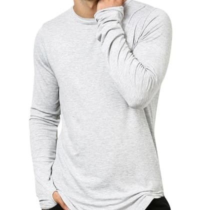 PauseGrey Solid Slim Fit Long Sleeve T-Shirt