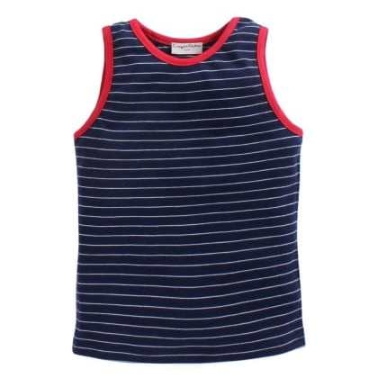 Crayon FlakesLazy Stripes On Navy Sleeveless T-Shirt