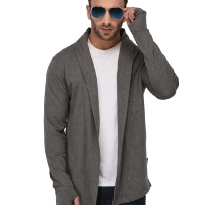 RIGOCharcoal Melange Thumbhole Open Long CardiganRIGOCharcoal Melange Thumbhole Open Long Cardigan