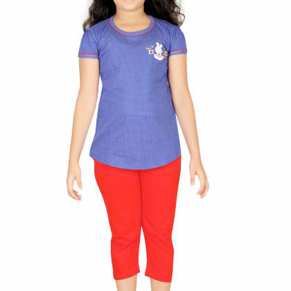 Fashion FeverBlue And Red Cotton Night Suit