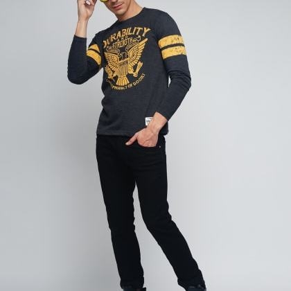 Difference Of OpinionGrey Melange Cotton T-Shirt
