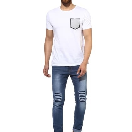 EstroloKnee Ripped And Patched Original Blue Jeans