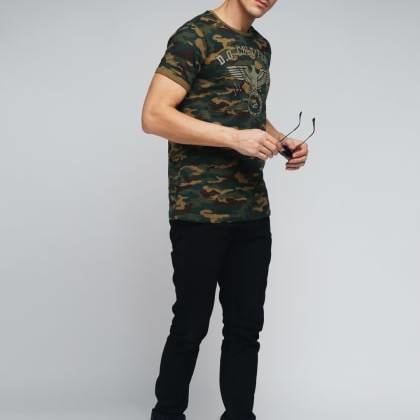 Difference Of OpinionGreen Cotton Camouflage T-Shirt