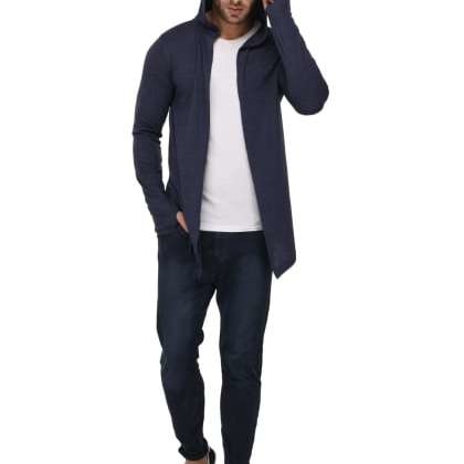 RIGOBlue Melange Open Hooded Long Cardigan