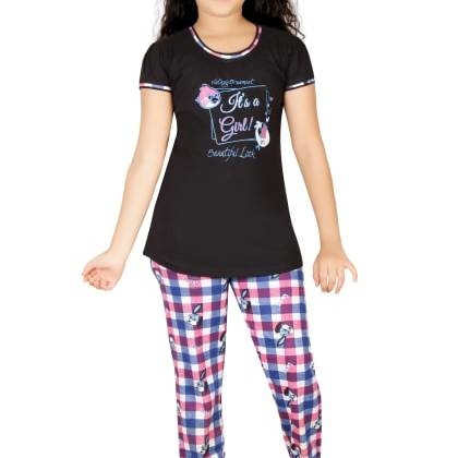Fashion FeverBlack Cotton Night Suit