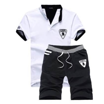 JoblessWhite Polo T-Shirt With Black Shorts MJSB-SKU-99