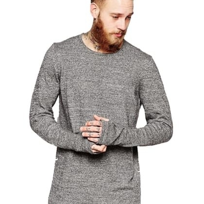 PauseGrey Solid Slim Fit Long Sleeve T-Shirt