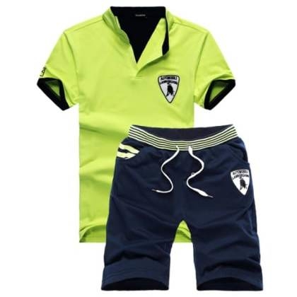 JoblessGreen Polo T-Shirt With Blue Shorts  MJSB-SKU-98