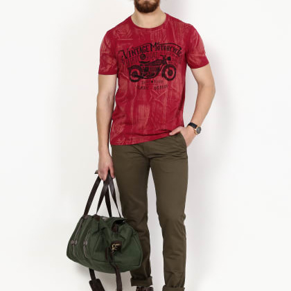 Henry & SmithVintage Motorcycle Red T-Shirt