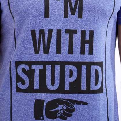 ManiacBlue Printed V-Neck Blend T-Shirt