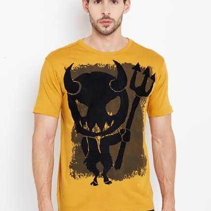 PunkCasual Yellow Short Sleeves Round Neck T-Shirt