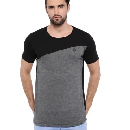 ADROBlack & Grey Colourblocked T-Shirt MTS-SKU-30