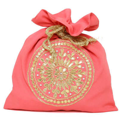 HEPBURNETTECoral Polyester Potli Bag-Breathtaking