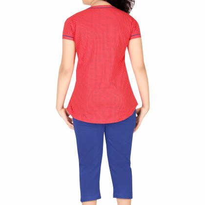 Fashion FeverRed And Blue Cotton Night Suit
