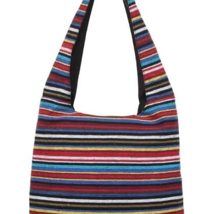 AnekaantStreak Black Multicolor Canvas Hobo Bag