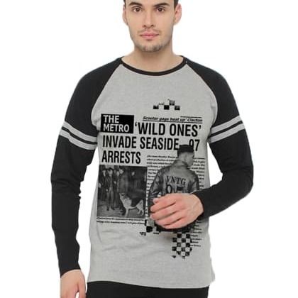 VOLDEMORTVoldemort Printed Round Neck Grey T-Shirt