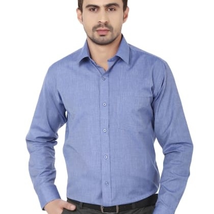 HancockBlue Solid Pure Slim Fit Formal Shirt