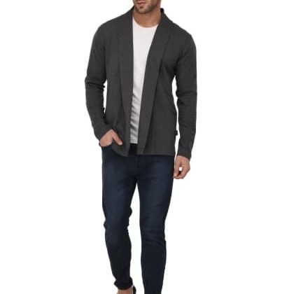 RIGOCharcoal Melange Open Cardigan