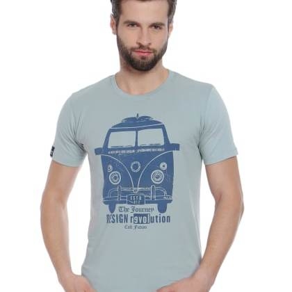 Cult FictionCult Fiction Light Grey Color Round Neck Short Sleeve Men's T-Shirt
