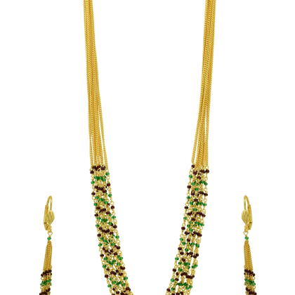 HIGH TRENDZHand Made Gold Plated Multi Strand Pearl Necklace Jewellery Set