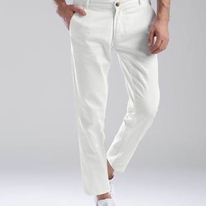 HubberholmeWhite Slim Fit Trousers
