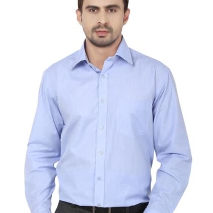 HancockBlue Solid Pure Regular Fit Formal Shirt