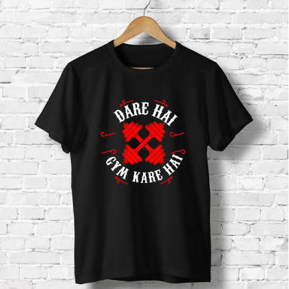 RealSHIT OriginalsDare Hai Gym Kare Hai - Black & Red T - Shirt MTS-SKU-51