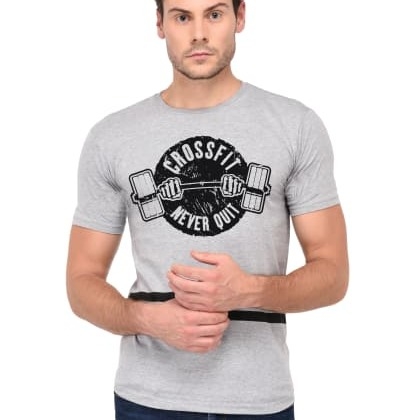 Trends TowerCrossfit -Grey Melange Printed T-Shirt MTS-SKU-5