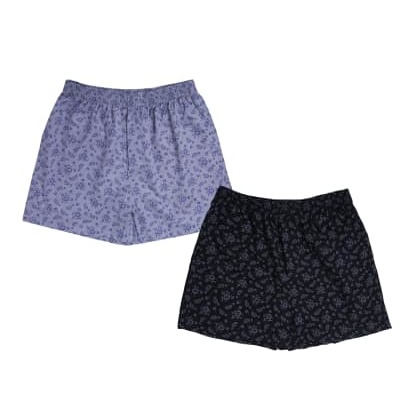 NuoviSatin Leaf Printed Grey And Black Boxers (Pack Of 2)  MJSB-SKU-82