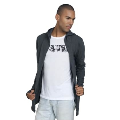 PAUSEGrey Slim Fit Long Sleeve Cardigan