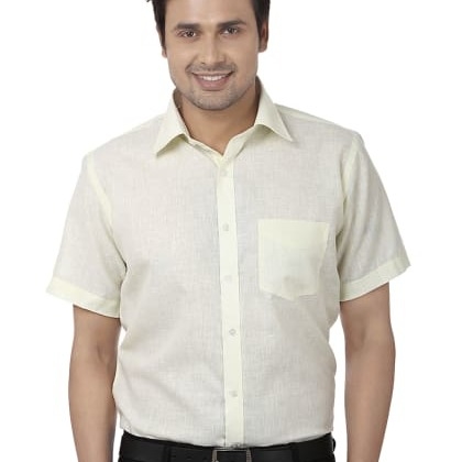 HancockYellow Solid Pure Regular Fit Formal Shirt