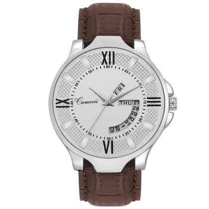 CameriiElegance Day & Date Silver Dial Wrist Watch Men-Acc-07