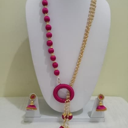 RAINBOWPearl Designed Link Chain Necklace With Jhumka  FAC-SCO-29