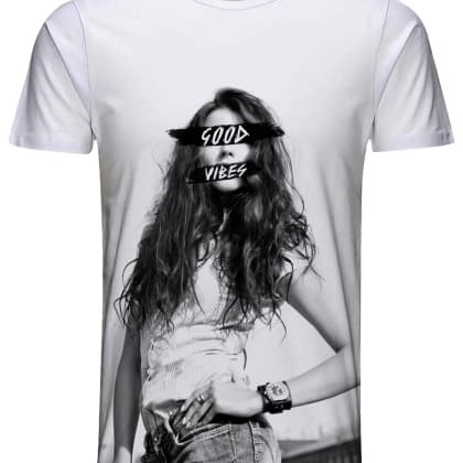 Fighting FameGood Vibes Graphic Print T-Shirt OFZ-SCO-118