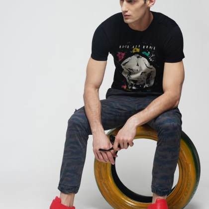 Difference Of OpinionBlack Graphic Printed T-Shirt