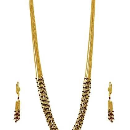 HIGH TRENDZHand Made Gold Plated Multi Strand Pearl Necklace Jewellery Set
