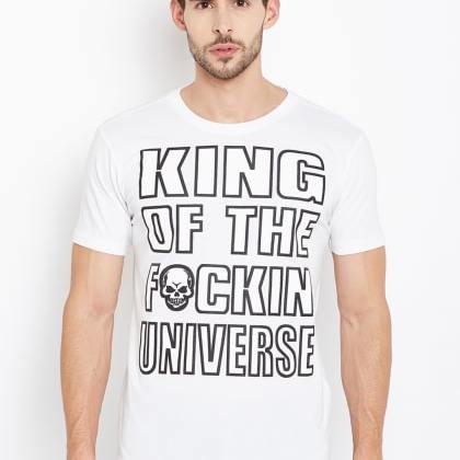 PunkCasual White Short Sleeves Round Neck T-Shirt RID-sku-89