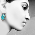 Oval Lever back earrings - Naqashi, Kashmir - Shirkha 