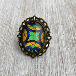 Adjustable Oval Ring - Stained Glass, CSMT Mumbai
