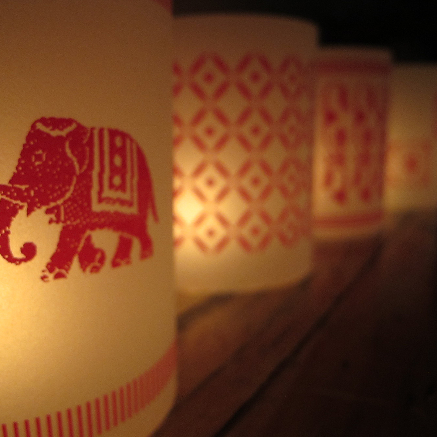 TEA LIGHT COVERS - Red textile