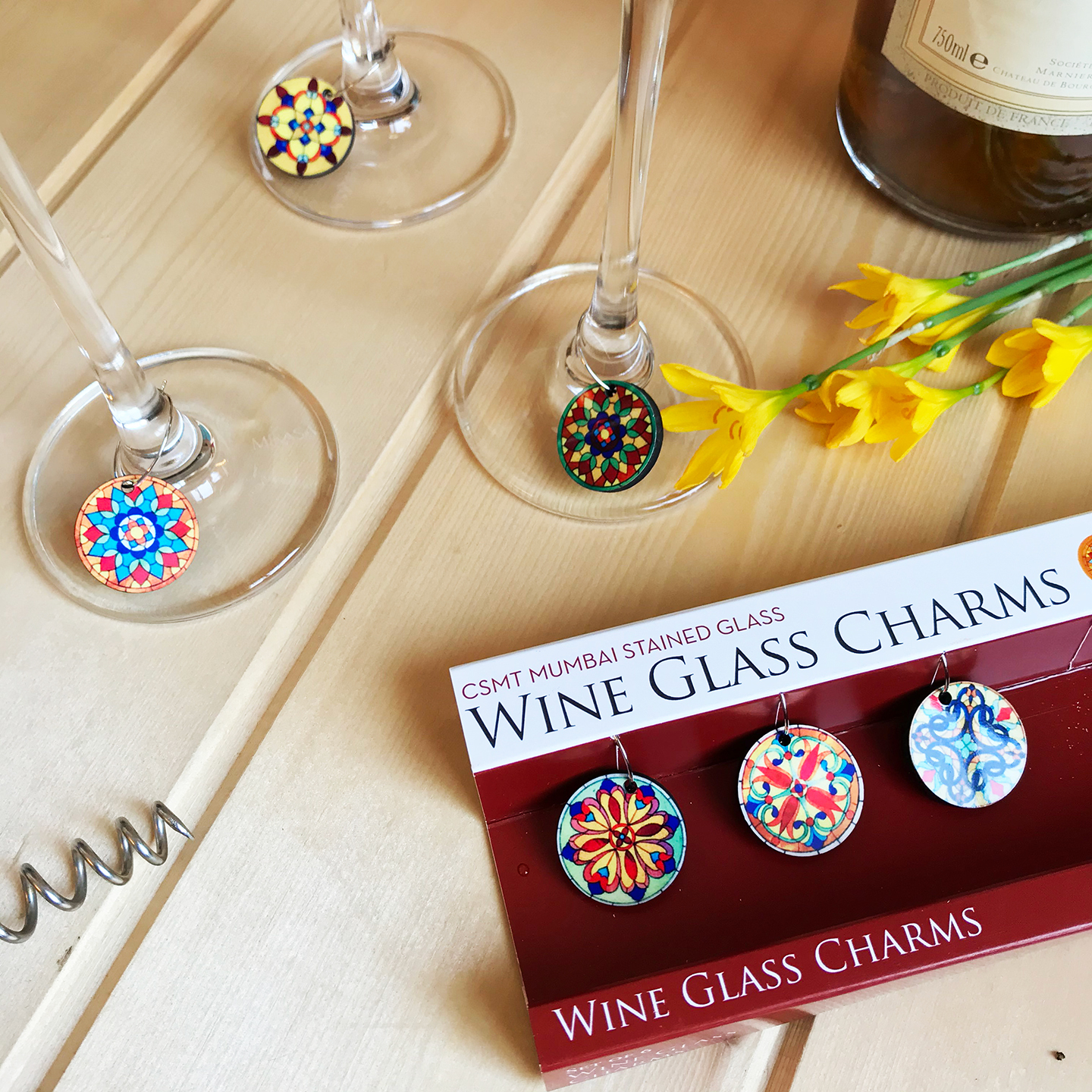WINE GLASS CHARMS - STAINED GLASS - CST MUMBAI