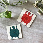 COASTERS – SET OF 2- GOND COW -ELEPHANT